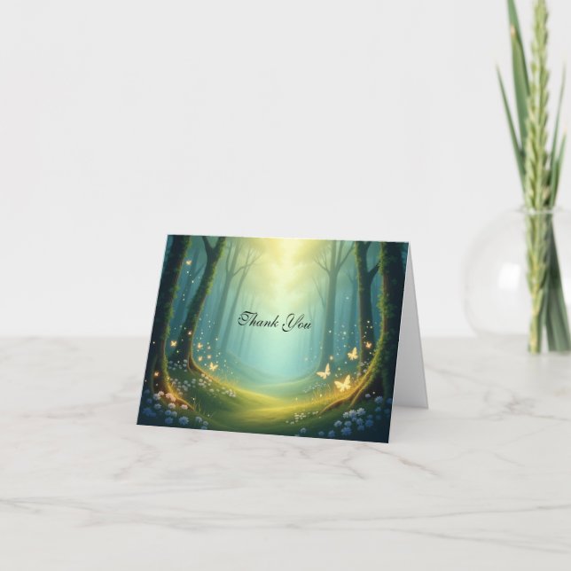 Enchanted Sunlit Summer Grove Thank You Card (Front)