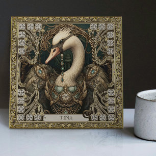 Enchanted Swan Spirit Totem Personalizable Tile