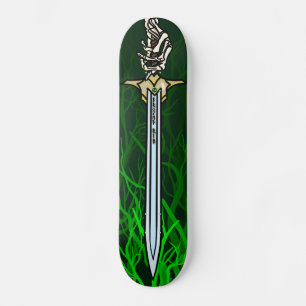 Enchanted sword skeleton hand skateboard