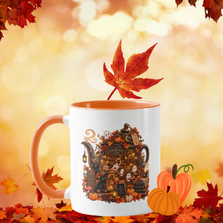 Enchanted Teapot Café Ghosts Black Cat Fall  Mug