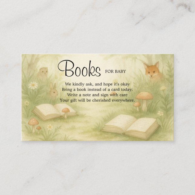 Enchanted Toadstool Baby Shower Book for Baby Enclosure Card (Front)