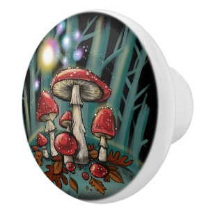 Enchanted Toadstools Ceramic Knob