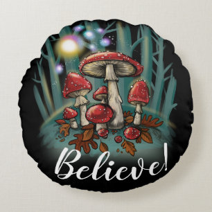 Enchanted Toadstools Round Pillow