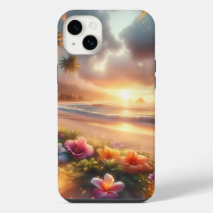 Enchanted Tropical Beach with Magical Hibiscus  iPhone 14 Plus Case