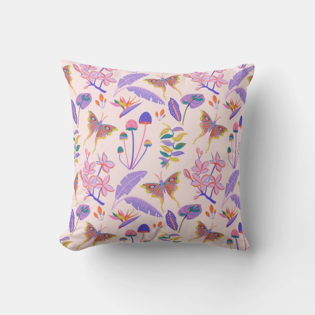 Enchanted Tropical Symphony Throw Pillow (Front)