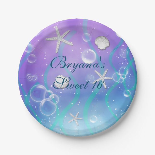 Enchanted Under The Sea Birthday Party Plates (Front)