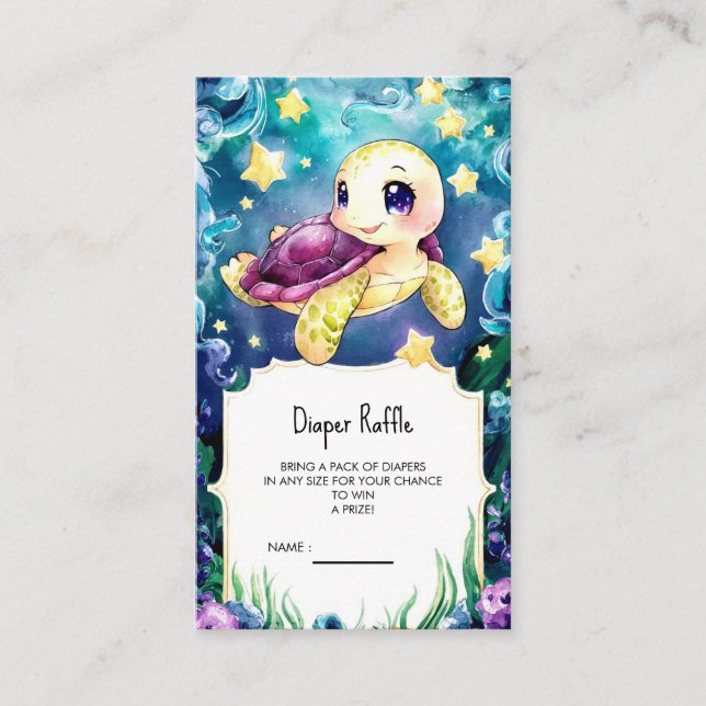 Enchanted Under the Sea Turtle Baby Shower Enclosure Card (Front)