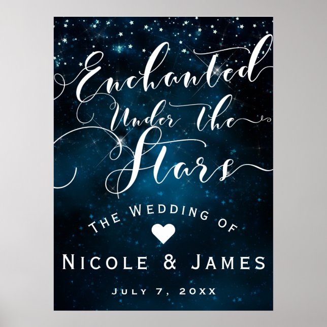 ENCHANTED UNDER THE STARS Starry Blue Skies Banner Poster (Front)