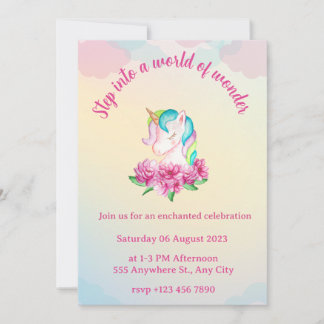 Enchanted Unicorn Birthday Party Invitation
