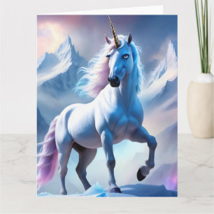 Enchanted Unicorn in a Snowy Fantasy Card