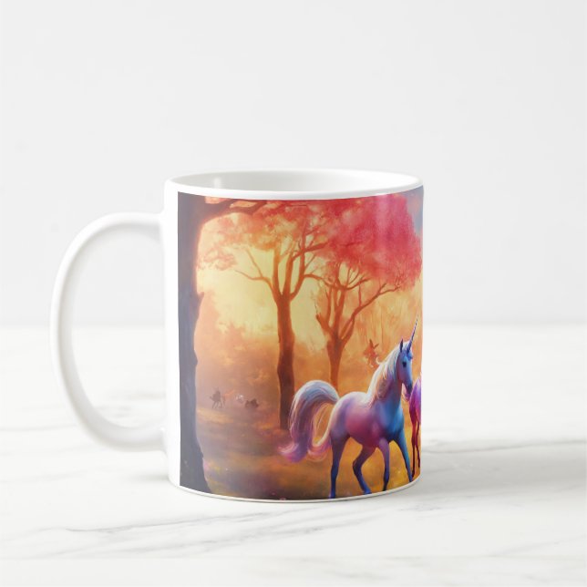 "Enchanted Unicorn Meadow Tea Glass" Coffee Mug (Left)