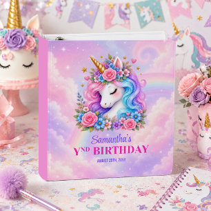 Enchanted Unicorn Pastel Magical Girl Birthday Rai Binder