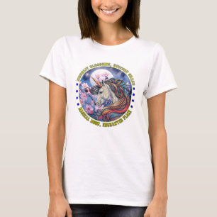 Enchanted Unicorn With Cherry Blossoms Classic T-s T-Shirt