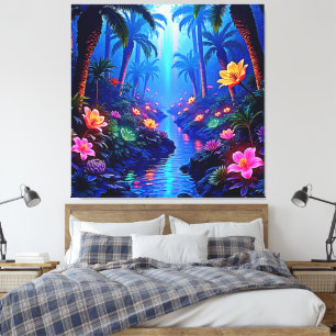 Enchanted Vibrant River Forest Dream Canvas Print