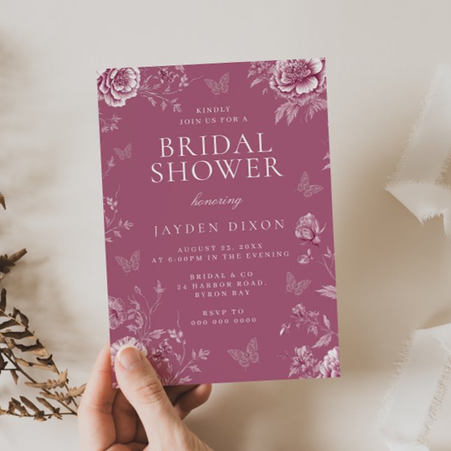 Enchanted Vintage Dusty Rose Mauve Bridal Shower Invitation (Creator Uploaded)