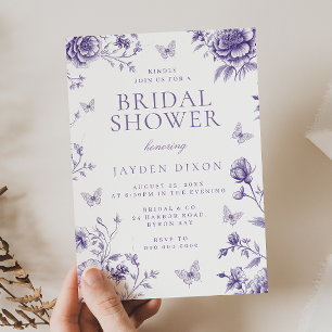 Enchanted Vintage Purple Floral Bridal Shower Invitation