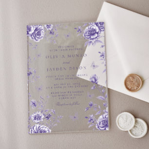 Enchanted Vintage Purple Floral Wedding Acrylic Invitations