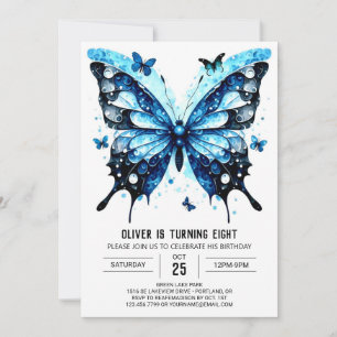 Enchanted Watercolor Butterfly Boy Birthday  Invitation