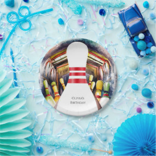 Enchanted Watercolor Custom Bowling Birthday Paper Plate