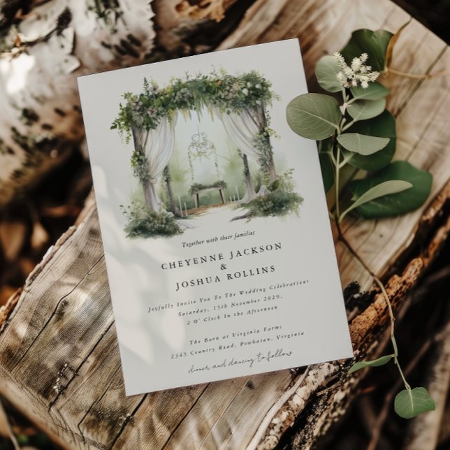 Enchanted Watercolor Forest Bohemian Wedding  Invi Invitation (Enchanted Forest Wedding Invitation )