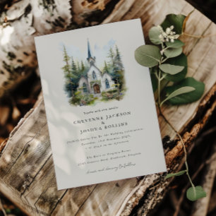 Enchanted Watercolor Forest Bohemian Wedding  Invitation