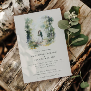 Enchanted Watercolor Forest Bohemian Wedding  Invitation