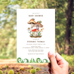 Enchanted Watercolor Mushroom Baby Shower Invitati Invitation