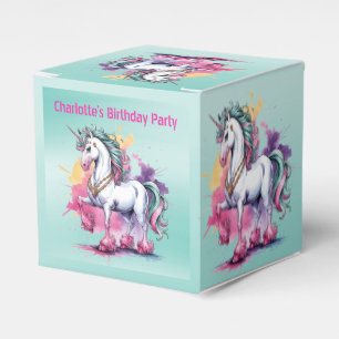 Enchanted Watercolor Unicorn Birthday Party Favor Box