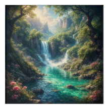 Enchanted Waterfall Forest – Acrylic Wall Art Prin