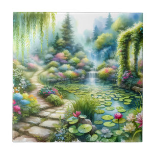 Enchanted Waterfall Garden Lily Pond Tile