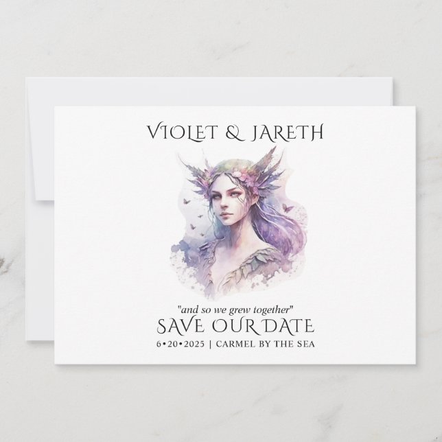 Enchanted Wedding Woodland Forest Fairy Save The Date (Front)
