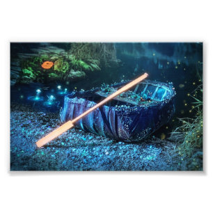 Enchanted Welsh Coracle - Bioluminescent Art Photo Print