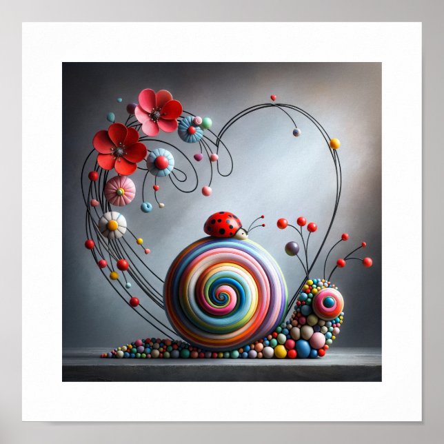 Enchanted Whirl: A Whimsical Snail's Garden Journe Poster (Front)