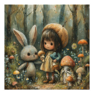 Enchanted Whiskers: A Bit of Whimsy Bunny Poster