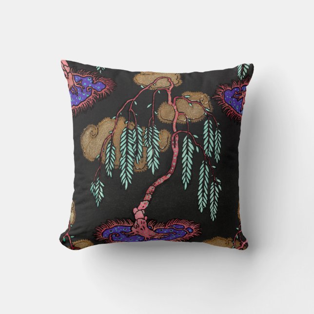 Enchanted Willow Dreamscape Art Deco Pattern Throw Pillow (Front)
