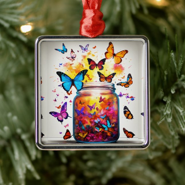 Enchanted Wings: Constellation Butterfly T-Shirts Metal Ornament (Tree)