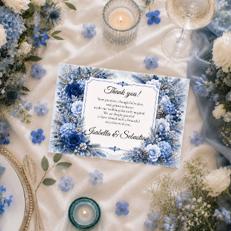 Enchanted Winter Blue Elegance Wedding Thank You Card