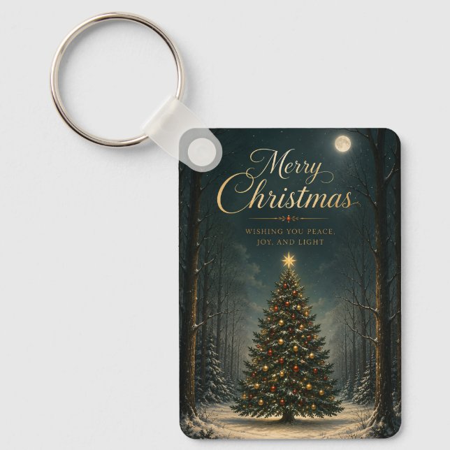 Enchanted Winter Forest Christmas Keychain (Front)