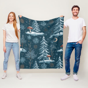 Enchanted Winter Forest Night Pattern (1) Fleece Blanket