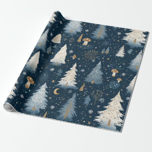 Enchanted Winter Forest Night Pattern (4) Wrapping Paper