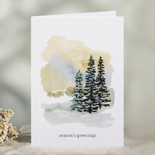 Enchanted Winter Forest Watercolor Holiday Card
