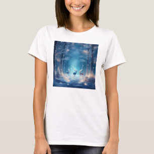 Enchanted Winter Forest with Majestic Deer T-Shirt