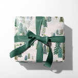 Enchanted Winter Forest Wrapping Paper Sheets<br><div class="desc">Hand painted holiday design featuring a wintery green pine tree forest on an ivory coloured snowy background.</div>