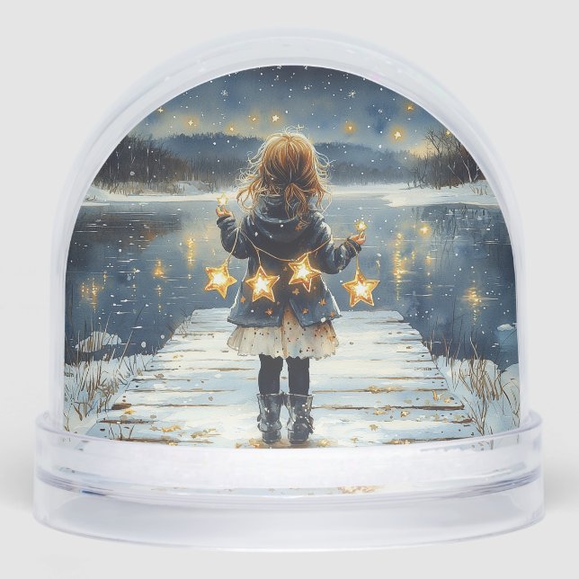 Enchanted Winter Night Stars Snowglobe (Front)