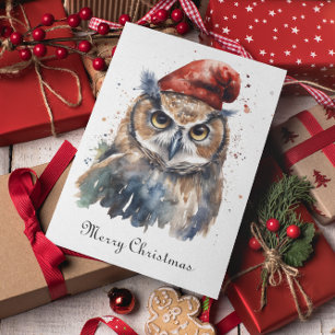 Enchanted Winter Owl, custom Foil Holiday Card