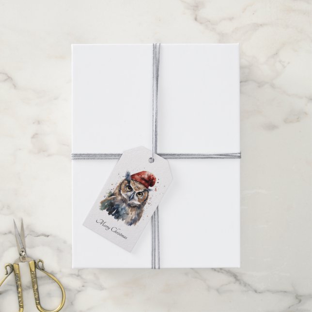 Enchanted Winter Owl, custom Gift Tags (With Twine)