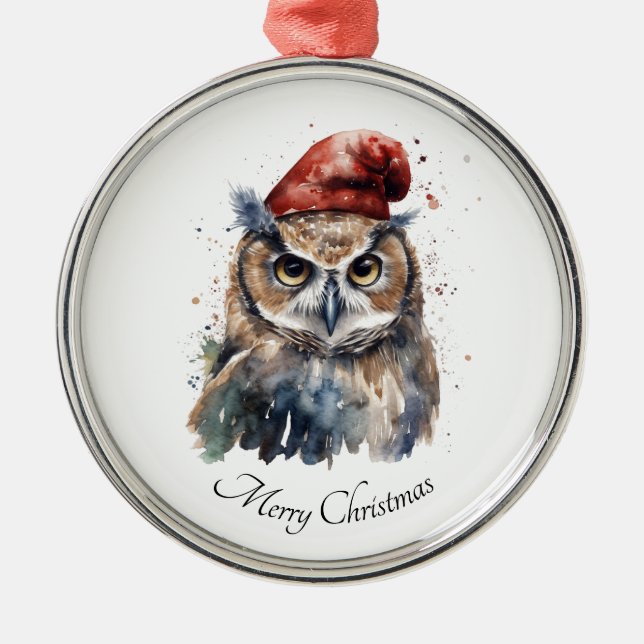 Enchanted Winter Owl, custom Metal Ornament (Front)