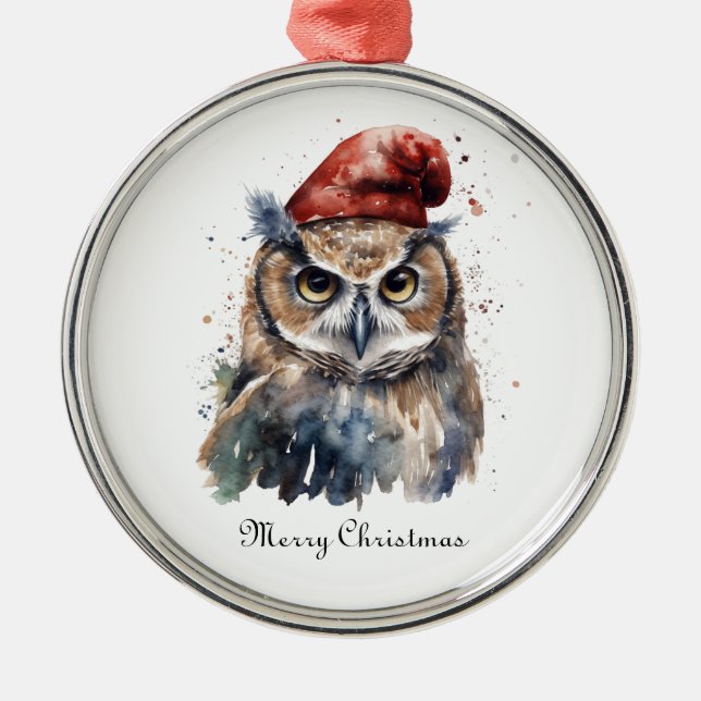Enchanted Winter Owl, custom Metal Ornament (Front)