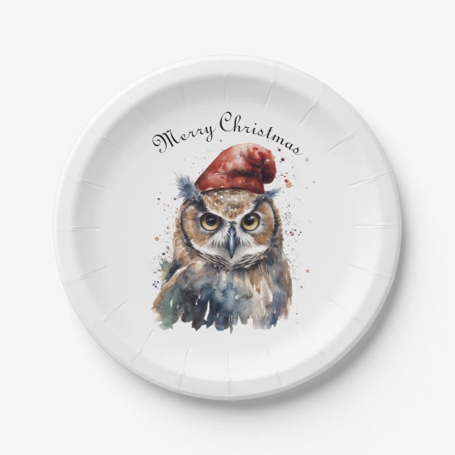 Enchanted Winter Owl, custom Paper Plate (Front)