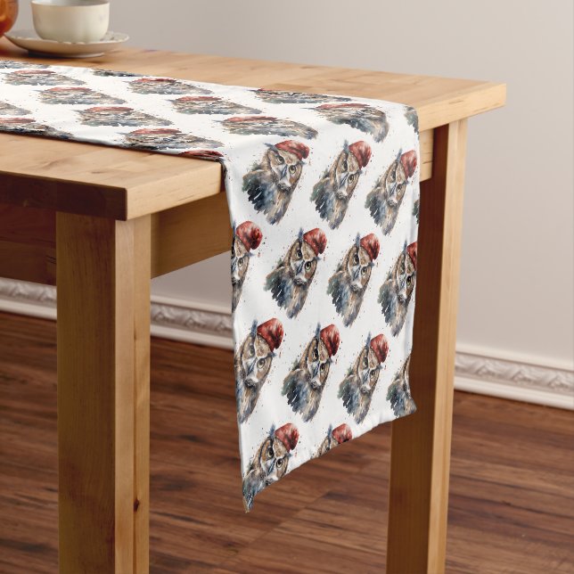 Enchanted Winter Owl, custom Short Table Runner (In Situ)